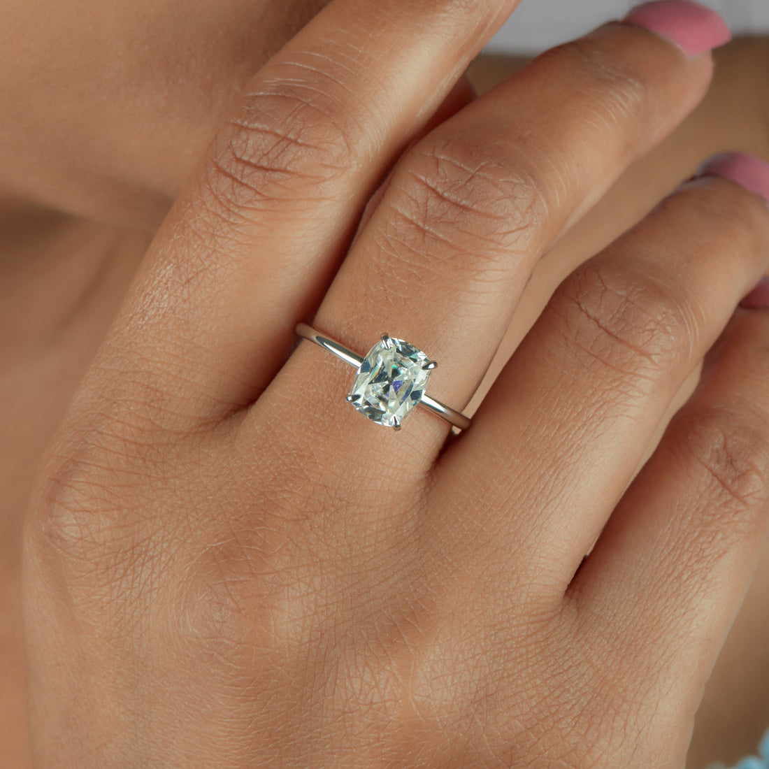 Old Mine 2.60 Ct Cushion Cut Lab Grown Diamond Ring