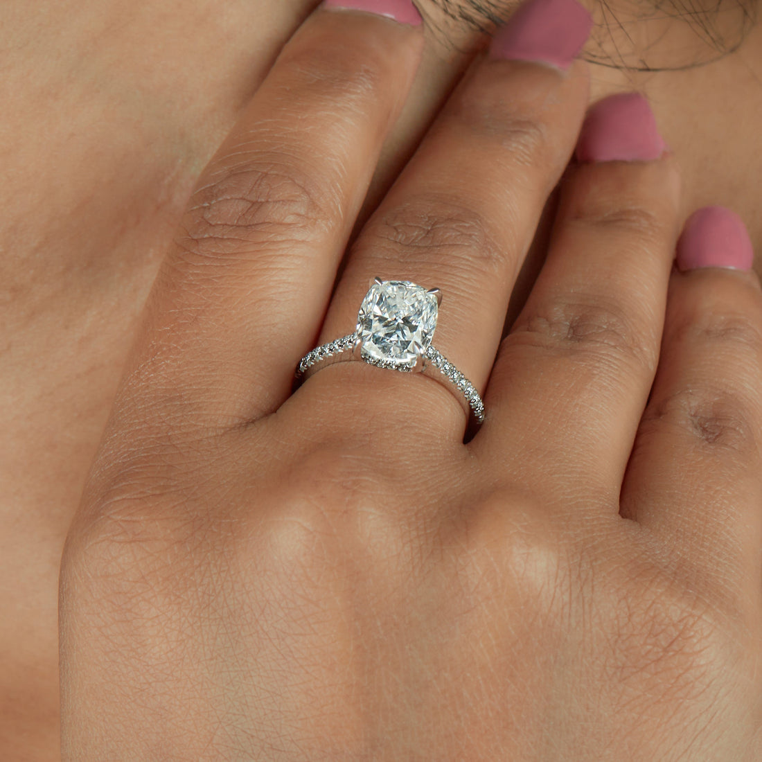 3.20 Ct Elongated Cushion Cut Lab Grown Diamond Ring