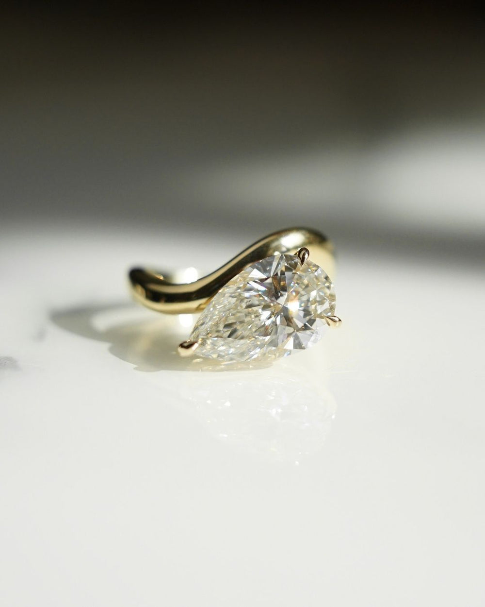 Elongated Pear Cut Labgrown Engagement Ring