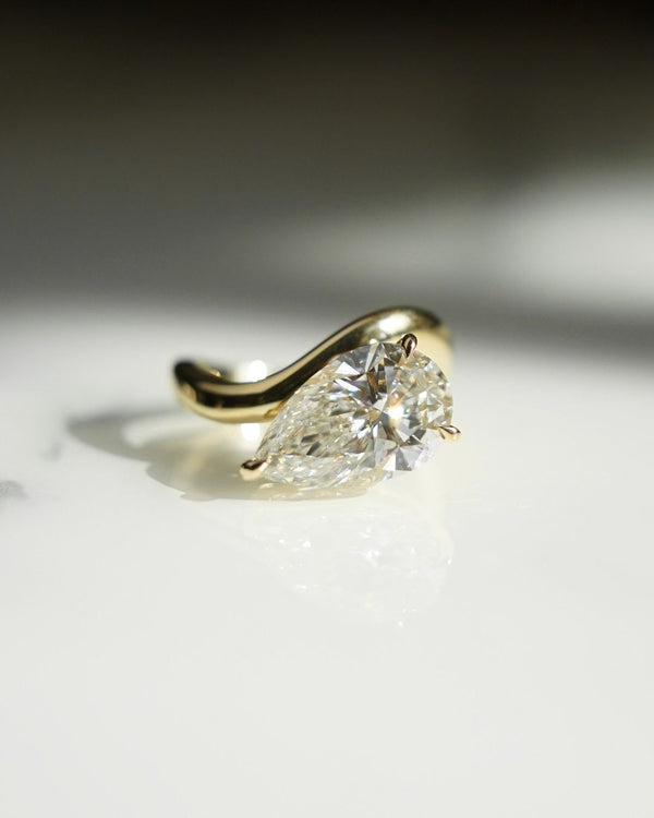 Elongated Pear Cut Labgrown Engagement Ring