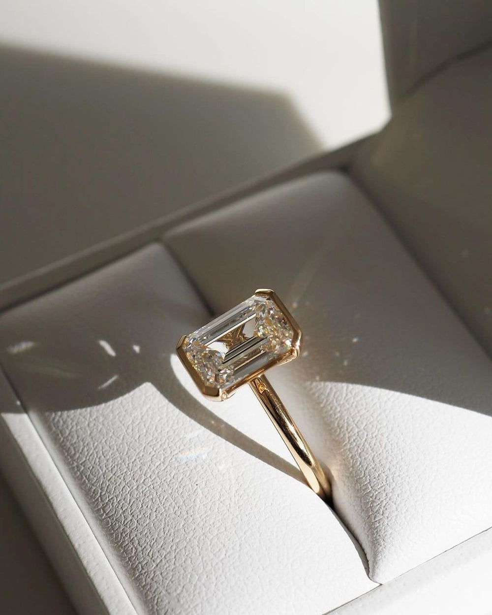 Bezel Set Emerald Cut Labgrown Engagement Ring