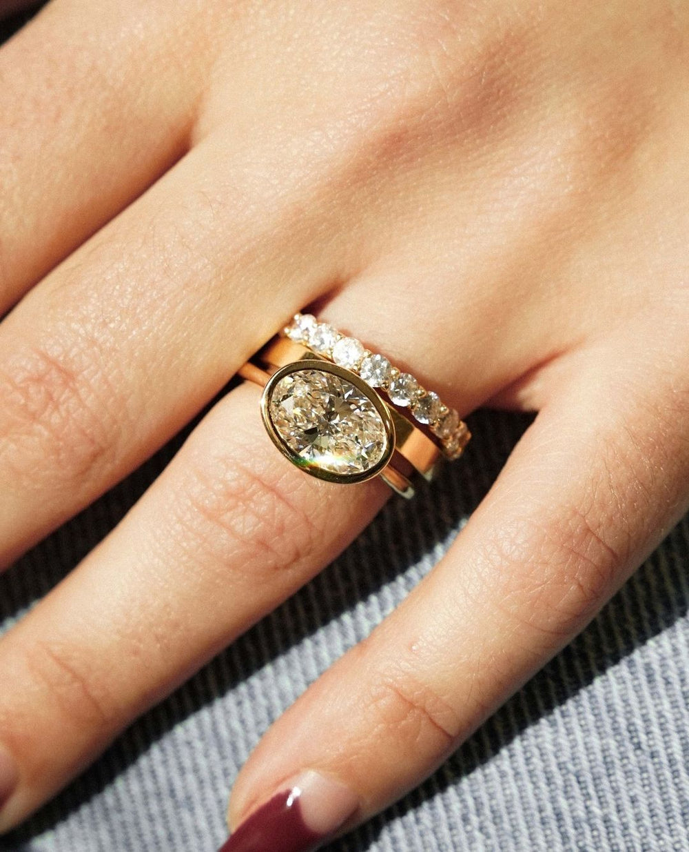 Bezel Set Oval Cut Labgrown Engagement Ring