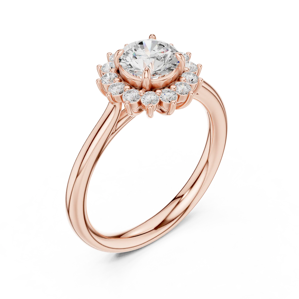 Iris Halo Round Diamond Engagement Ring