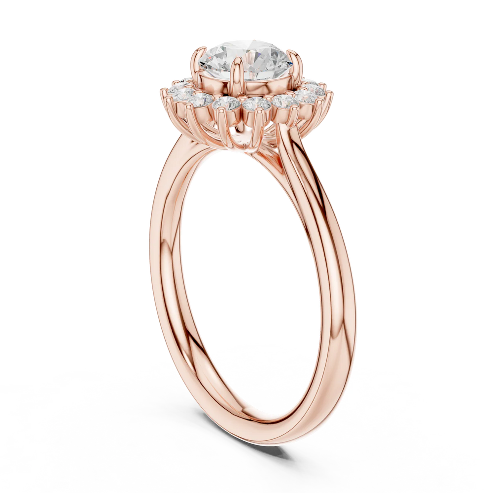 Iris Halo Round Diamond Engagement Ring