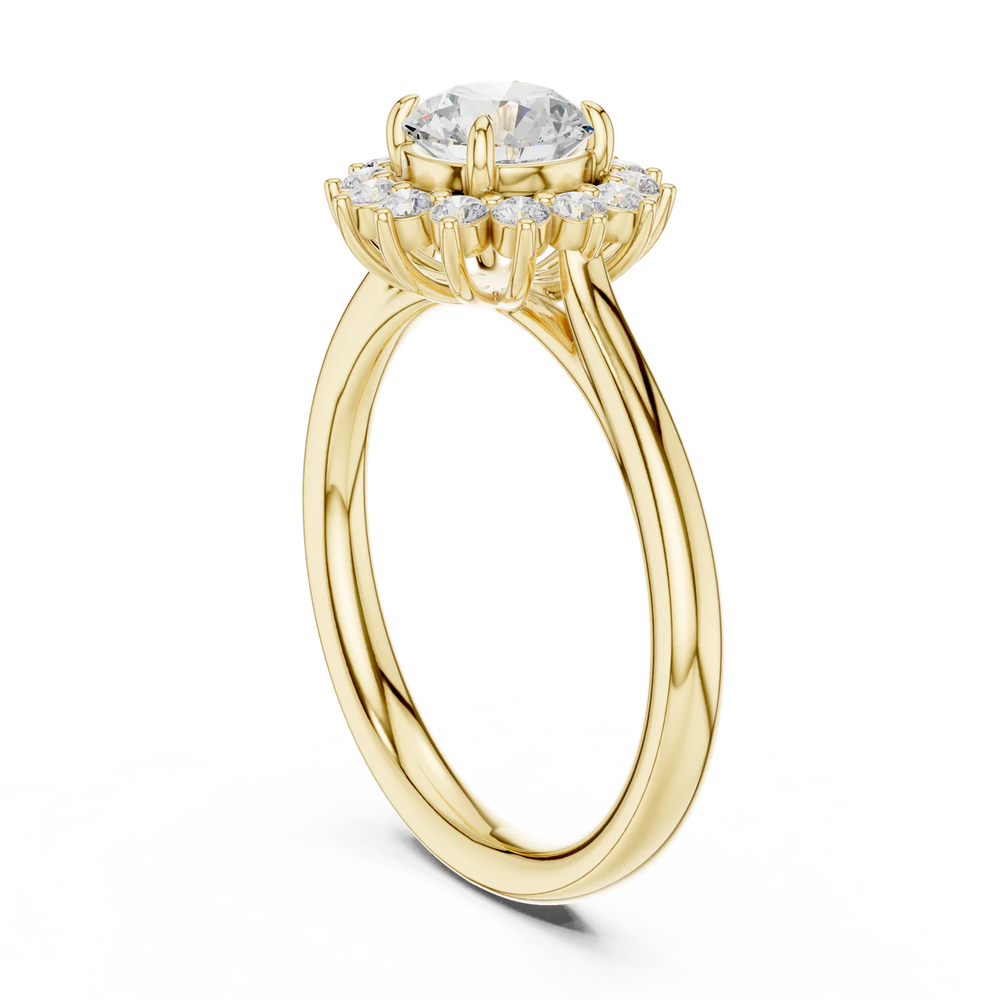 Iris Halo Round Diamond Engagement Ring