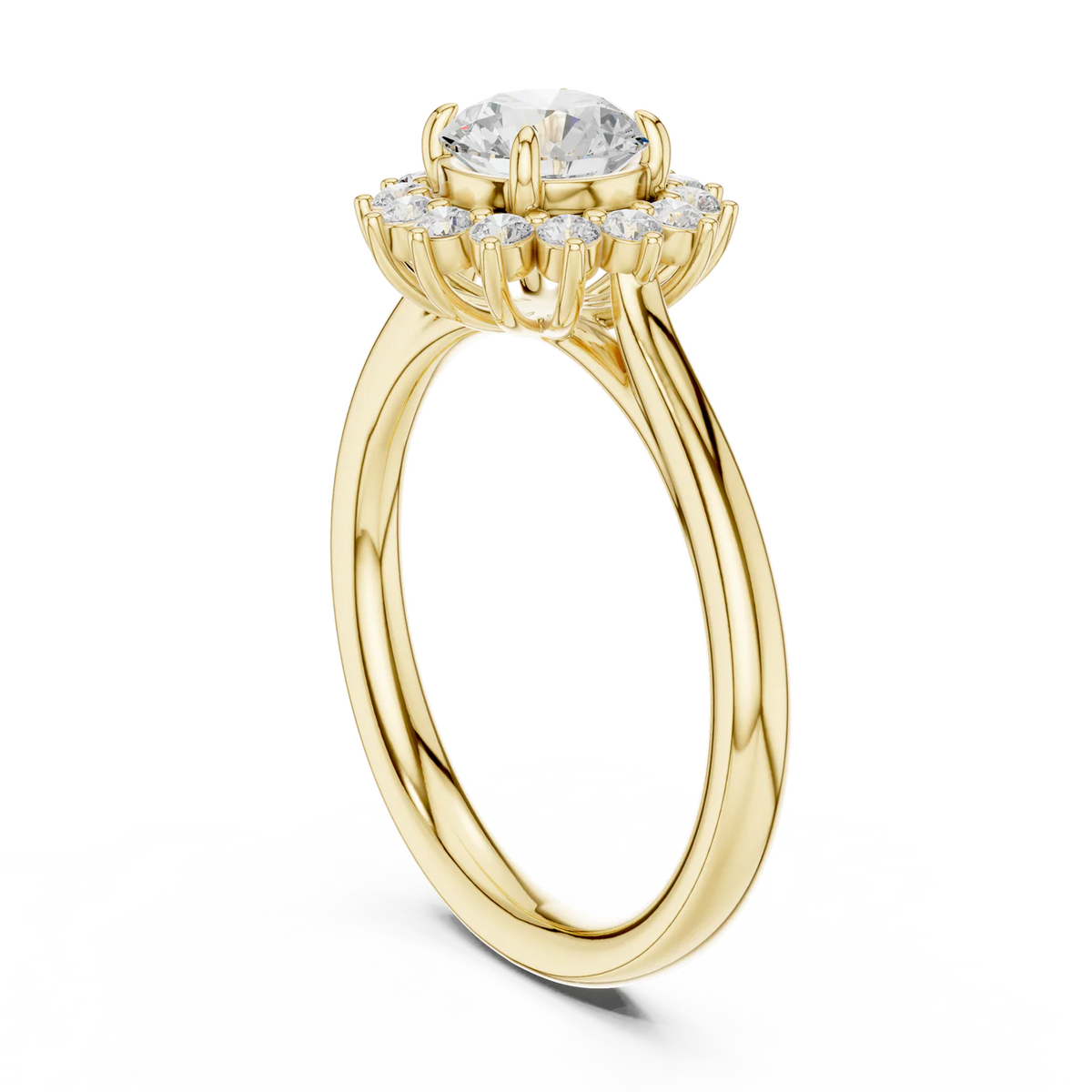 Iris Halo Round Diamond Engagement Ring