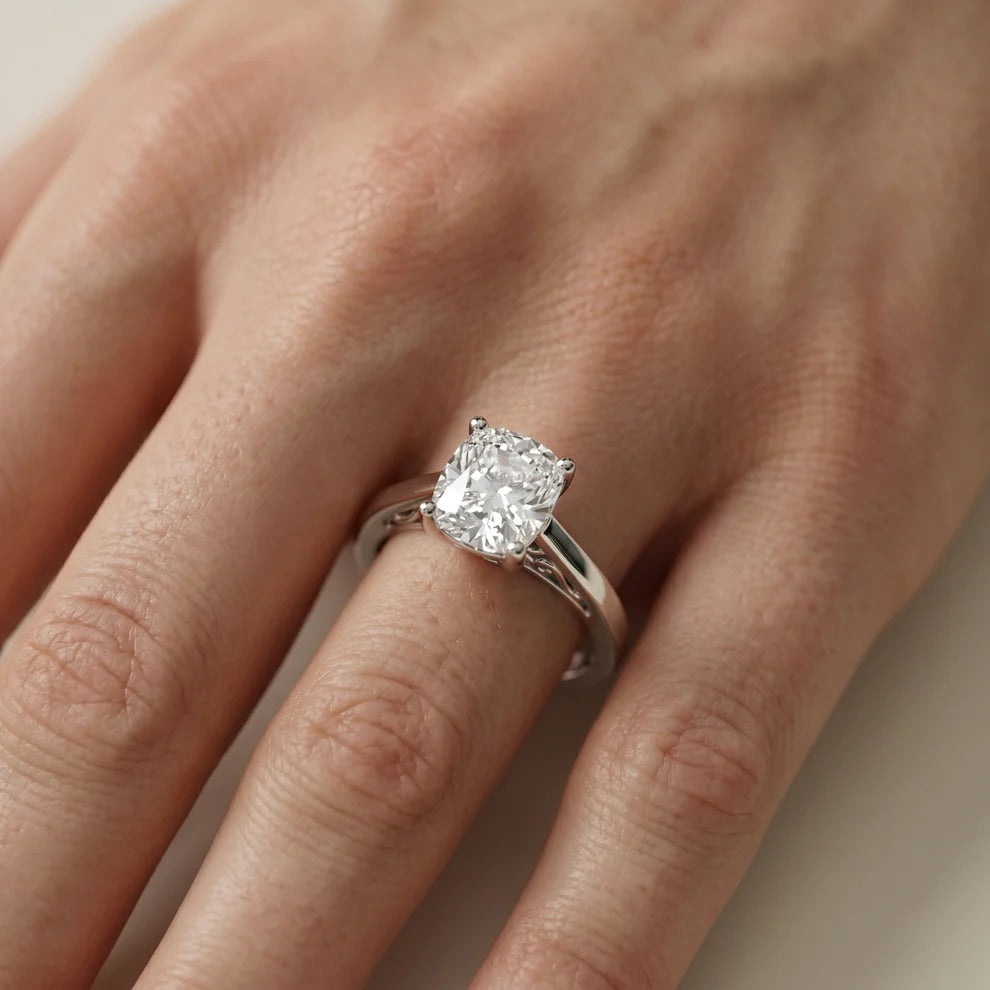 Iris Vintage Emerald Diamond Engagement Ring