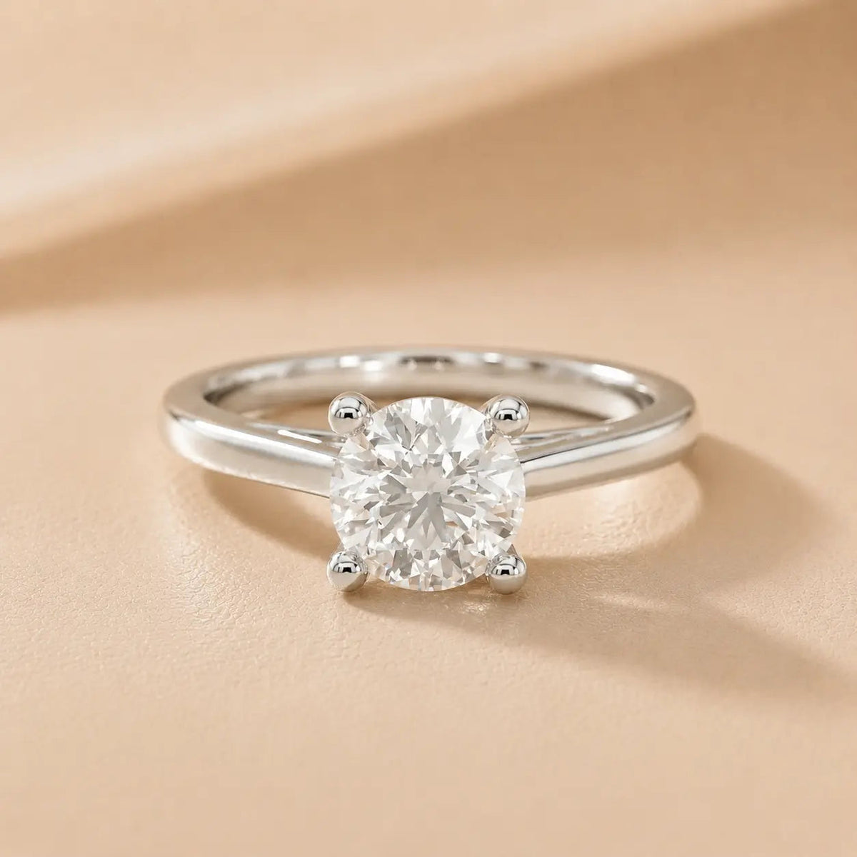 Iris Vintage Diamond Engagement Ring – (925 Sterling Silver) – Round (925 Sterling Silver)