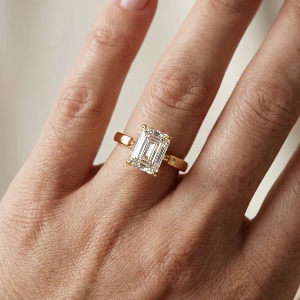 Isabella Bloom Solitaire Emerald Diamond Engagement Ring