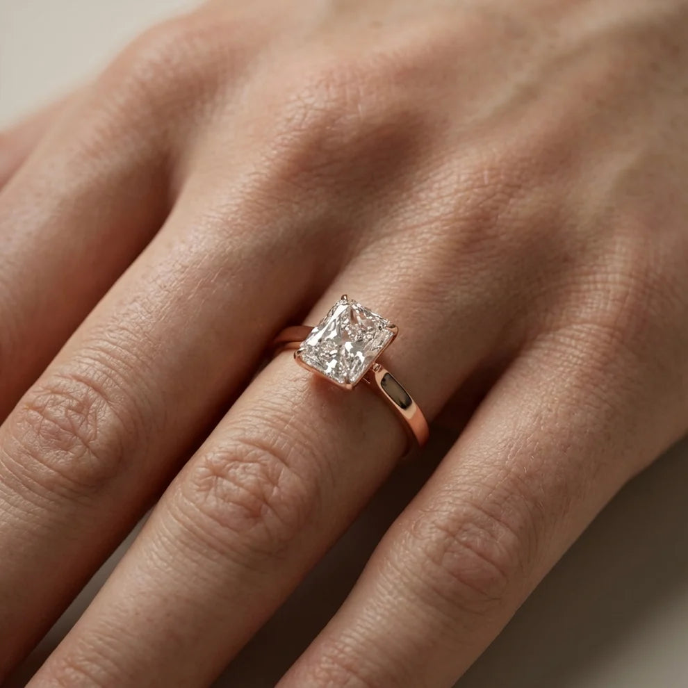 Isabella Bloom Solitaire Emerald Diamond Engagement Ring