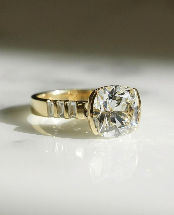 Bezel Set Cushion Cut Labgrown Engagement Ring