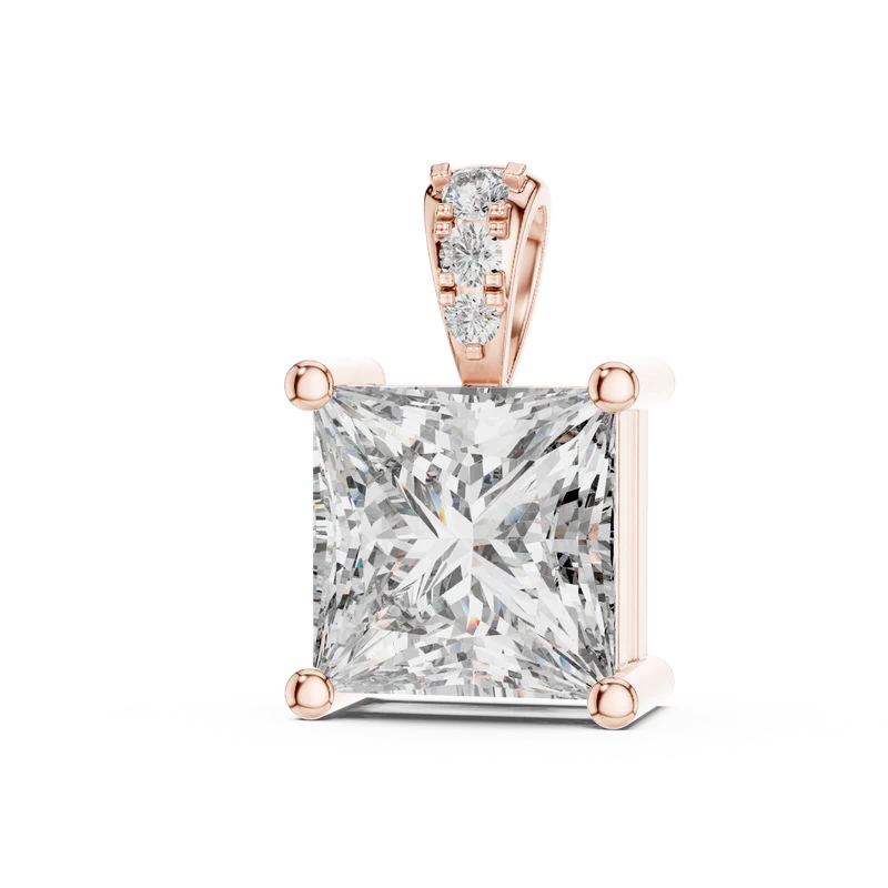 Princess Royal Solitaire Pendant With Italian Chain Necklace