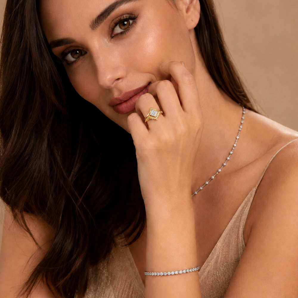 Juno Bypass Princess Diamond Engagement Ring