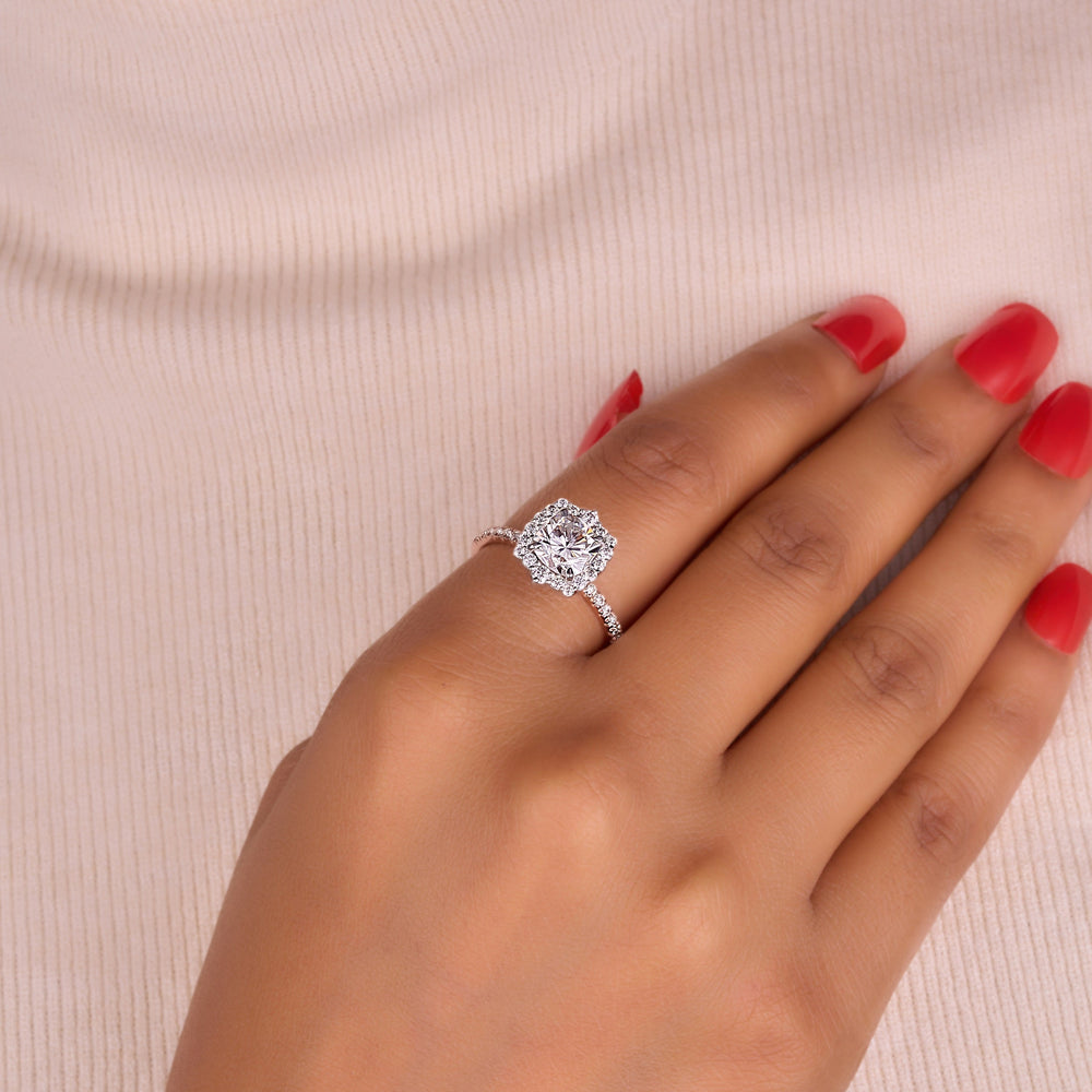 Cushion Cut Labgrown Hidden Halo Ring