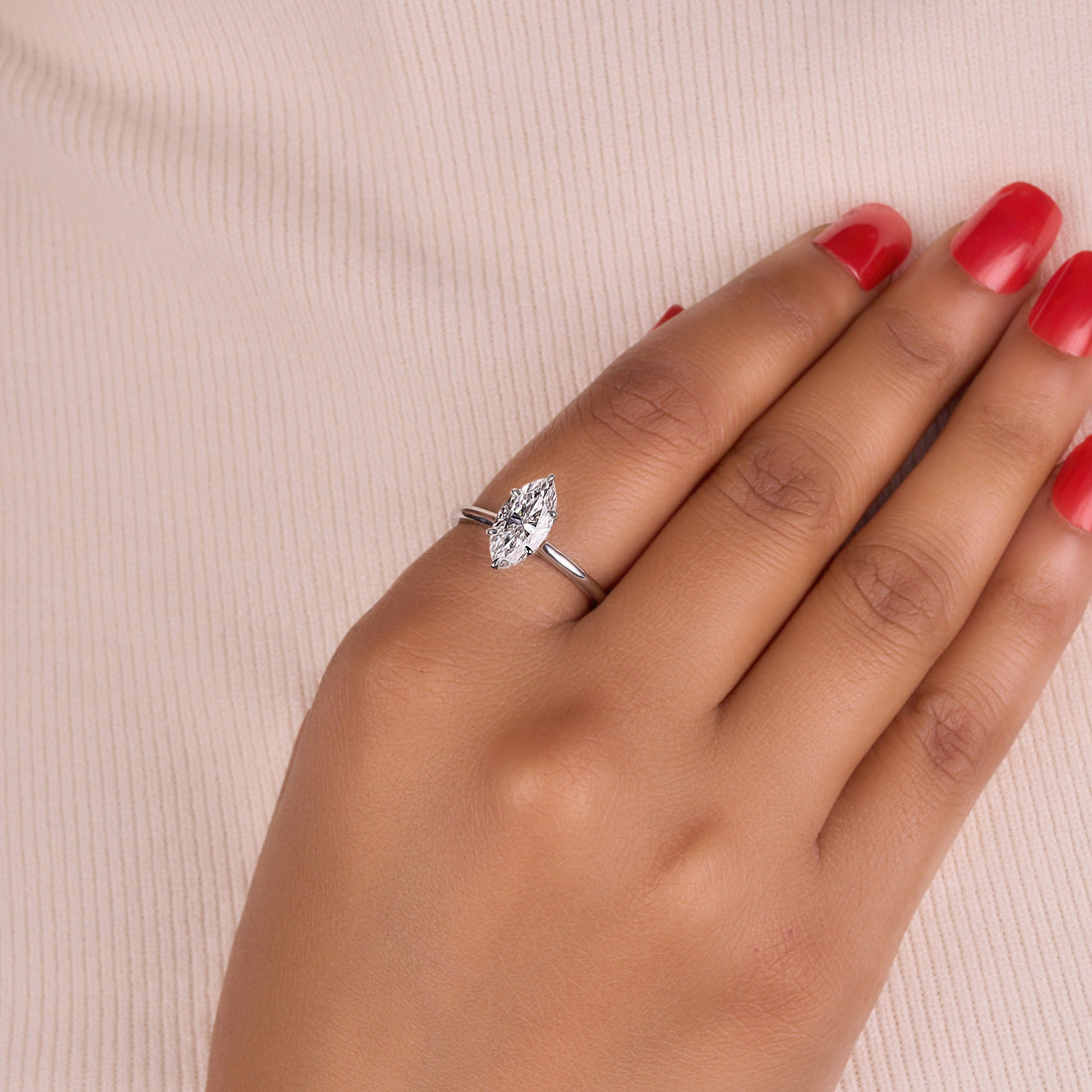 2.50 Ct Marquise Cut Lab Grown Diamond Engagement Ring