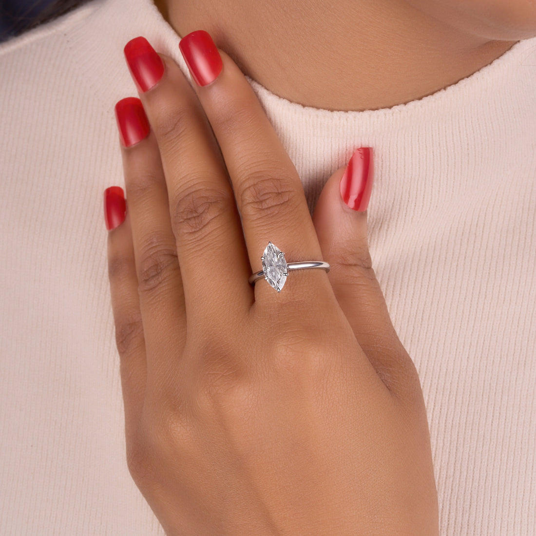 2.50 Ct Marquise Cut Lab Grown Diamond Engagement Ring