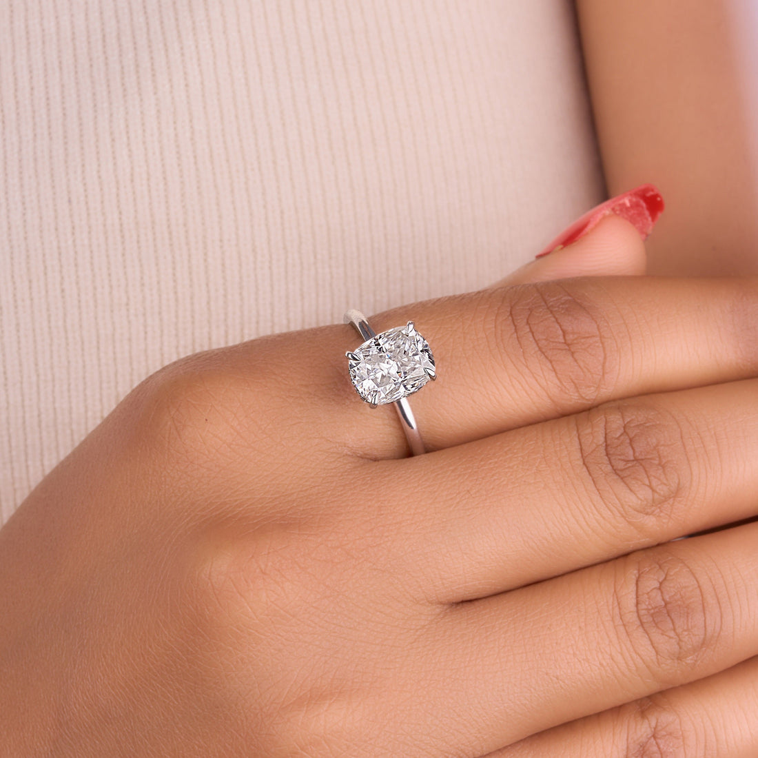 Cushion Cut 3.03 Ct Lab Grown Diamond Ring