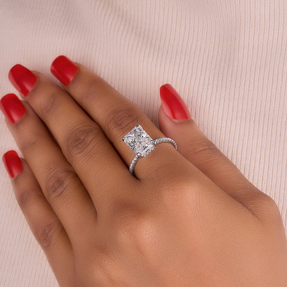 Elongated Radiant Cut 4.75 Ct Lab Grown Diamond Ring