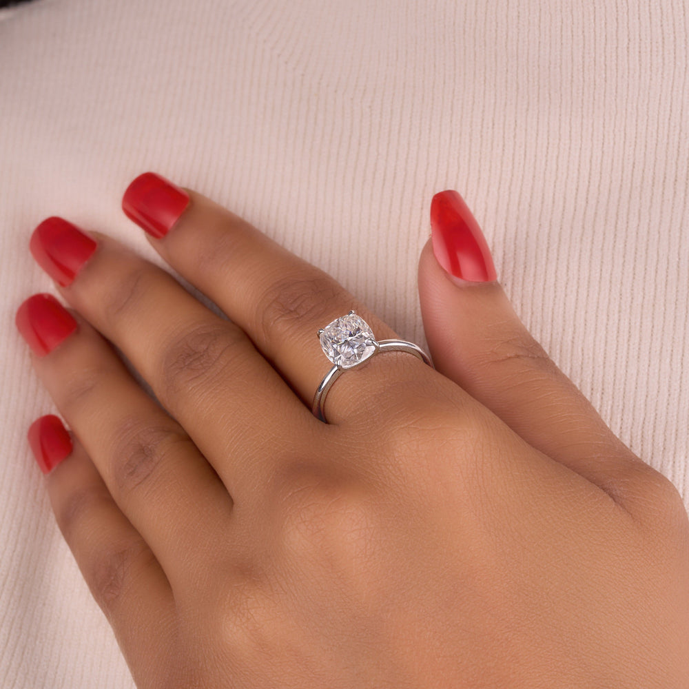 Cushion Cut Labgrown Hidden Halo Ring