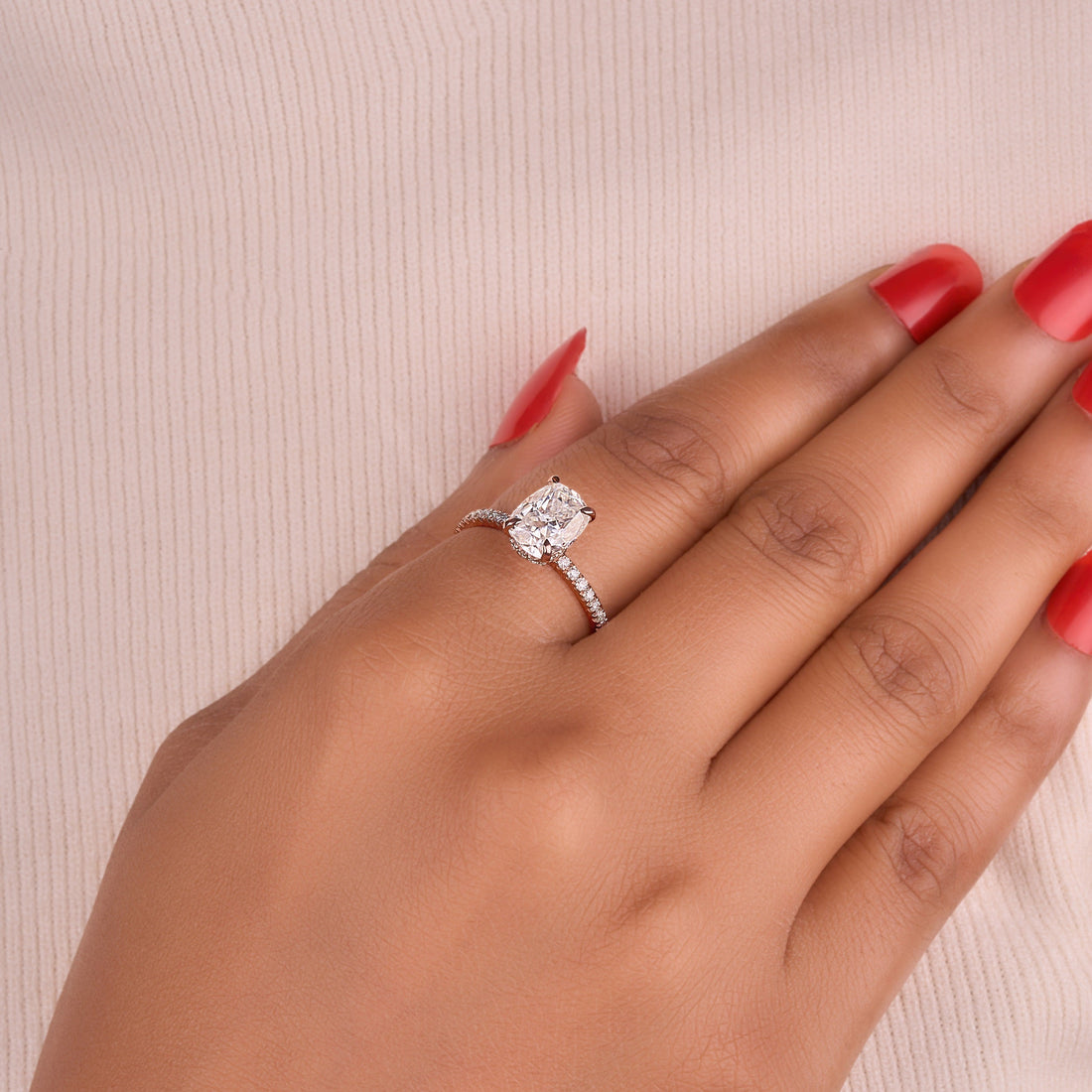 3.25 Ct Cushion Cut Lab Grown Diamond Ring