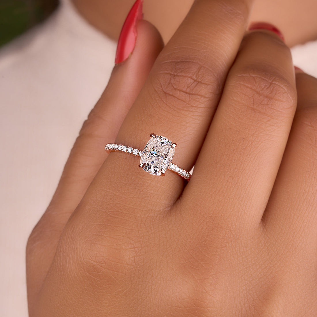 3.25 Ct Cushion Cut Lab Grown Diamond Ring