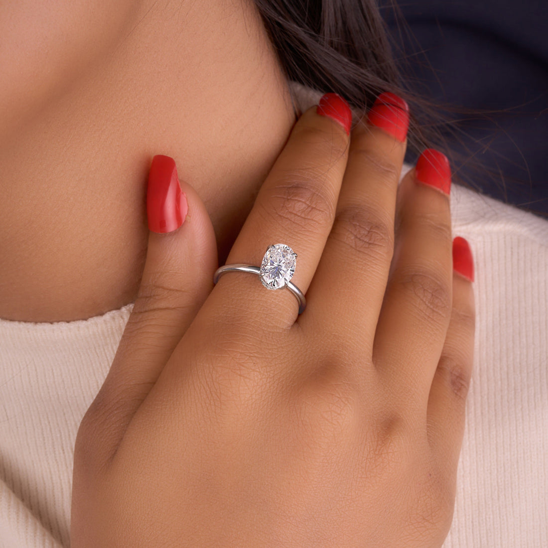 2.25 Ct Oval Cut Lab Grown Diamond Ring