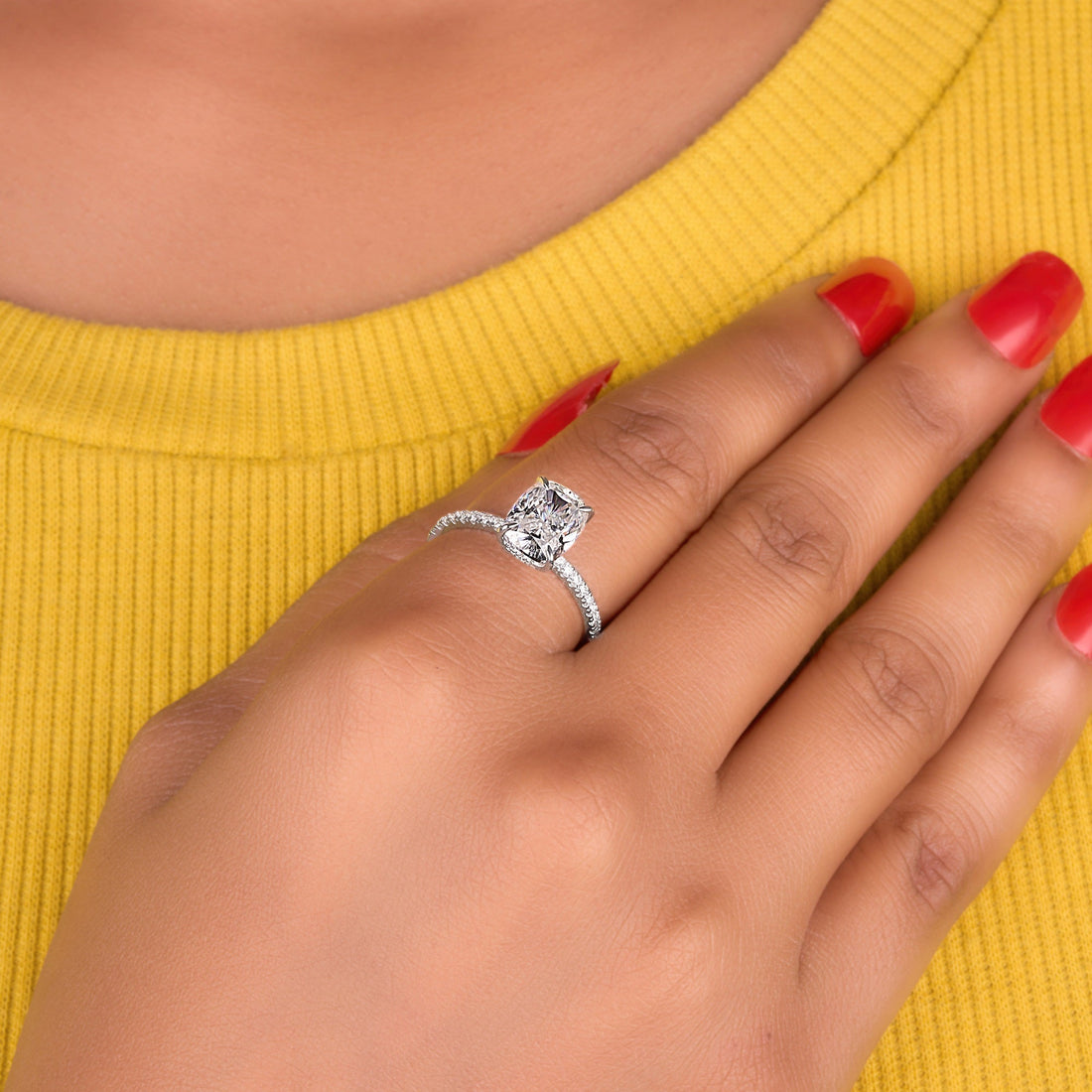 3 Ct Cushion Cut Lab Grown Diamond Engagement Ring