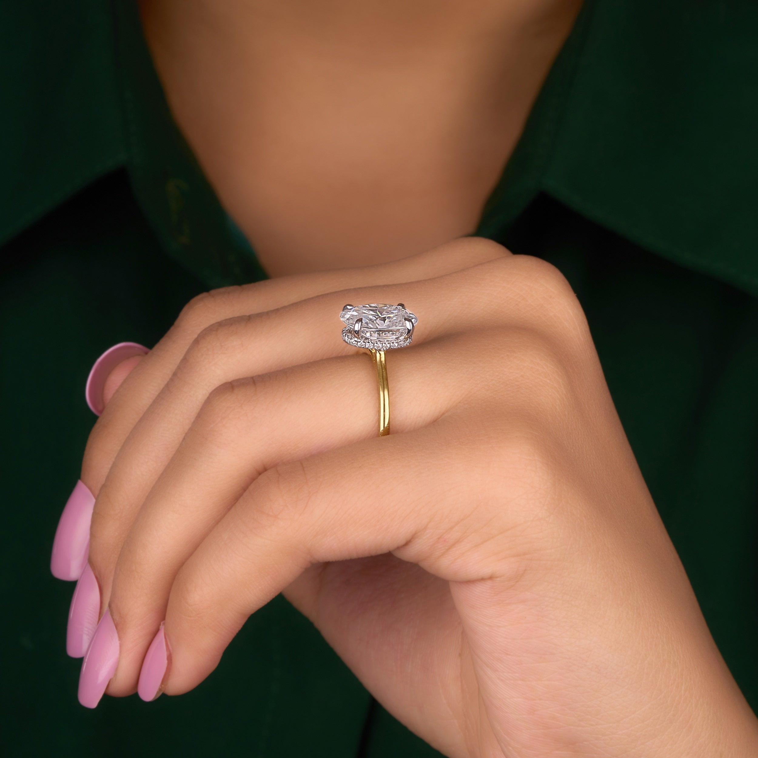 12x8 MM Oval Cut Moissanite Ring