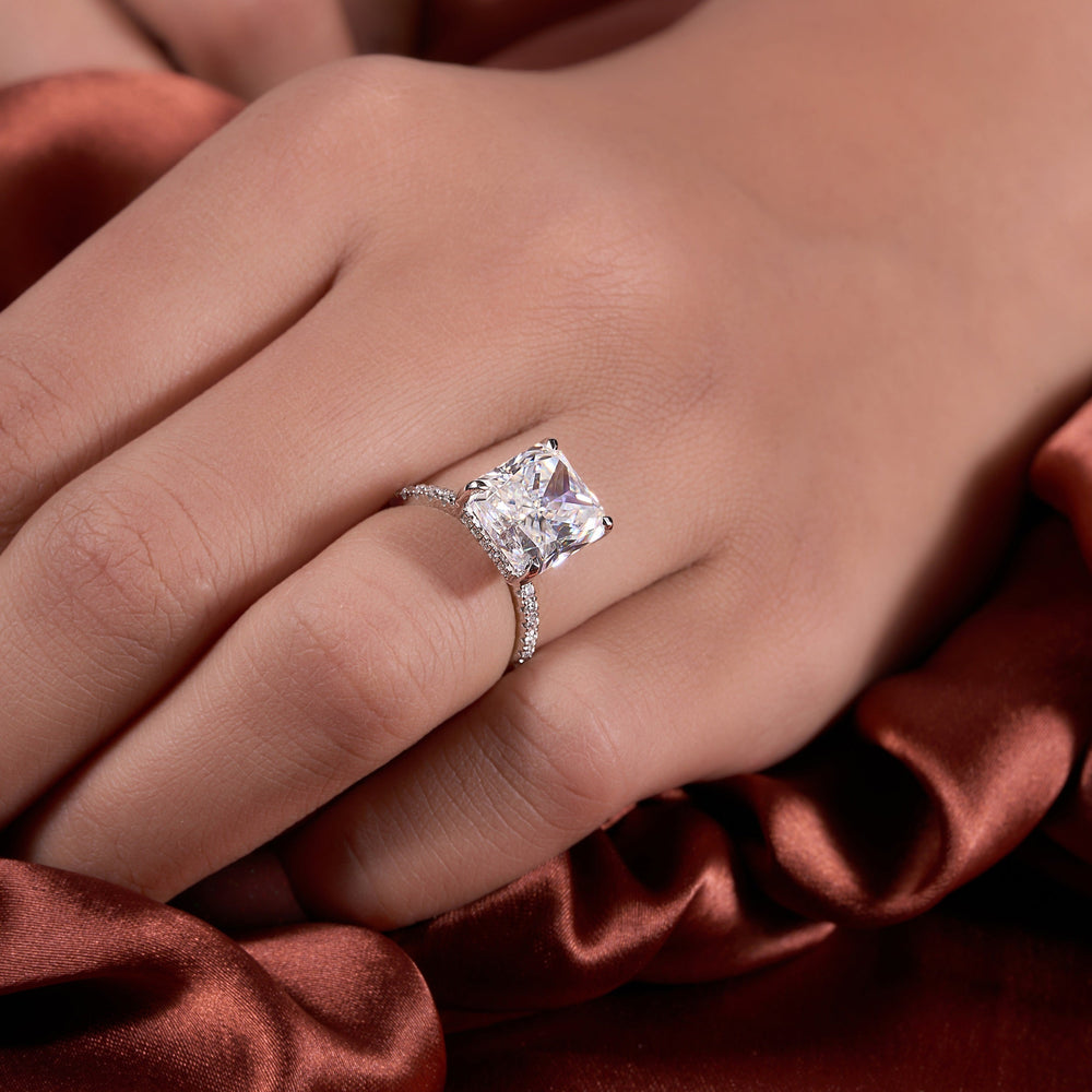 Radiant Cut Crushed Ice Labgrown Ring