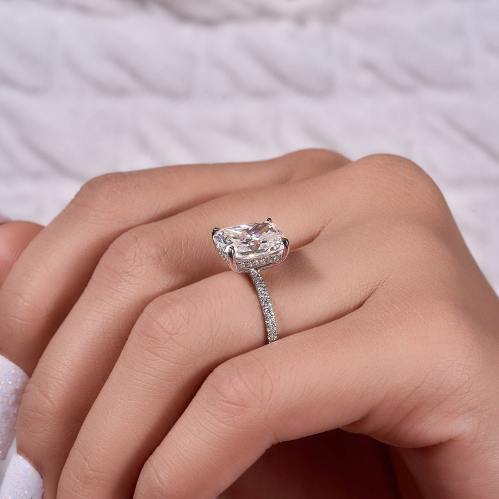 Radiant Cut Crushed Ice Labgrown Ring