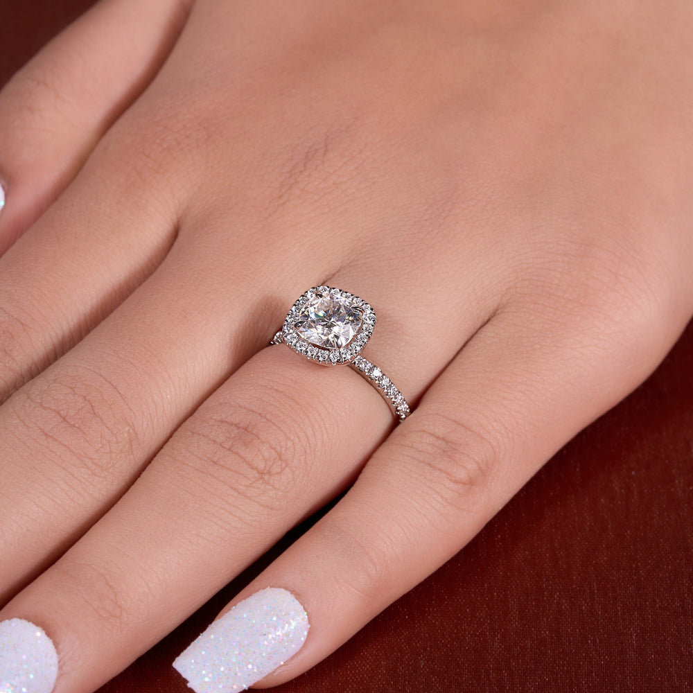 Cushion Cut Labgrown Hidden Halo Ring