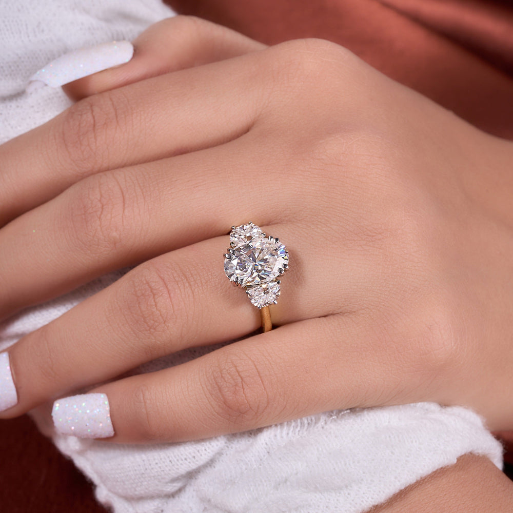 Oval and Half moon Cut Labgrown Ring