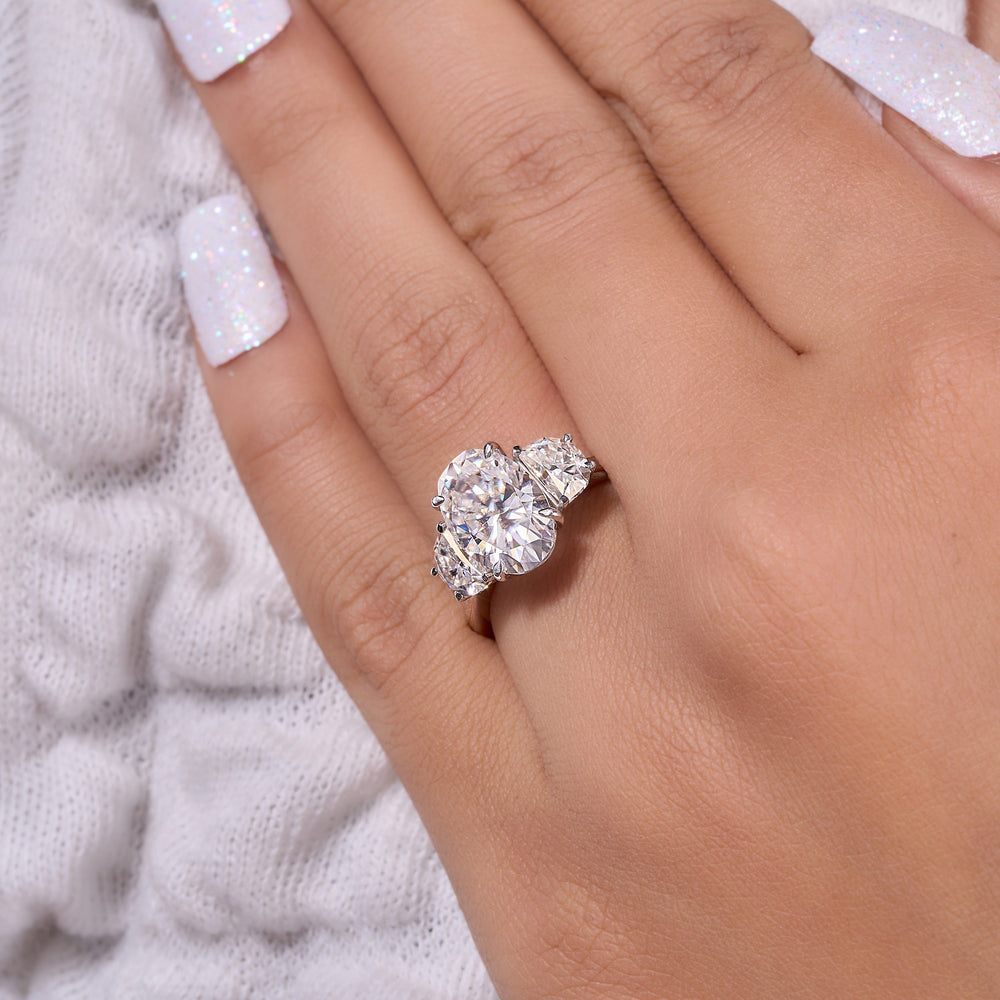 Oval and Half moon Cut Labgrown Ring