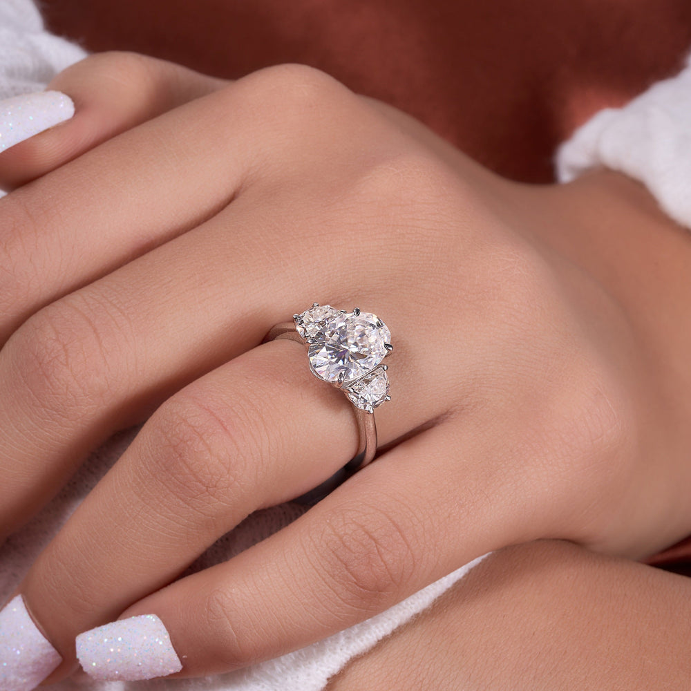 Oval and Half moon Cut Labgrown Ring