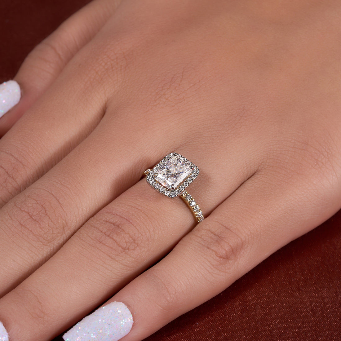2.50 Ct Crushed Ice Radiant Cut Lab Grown Diamond Ring
