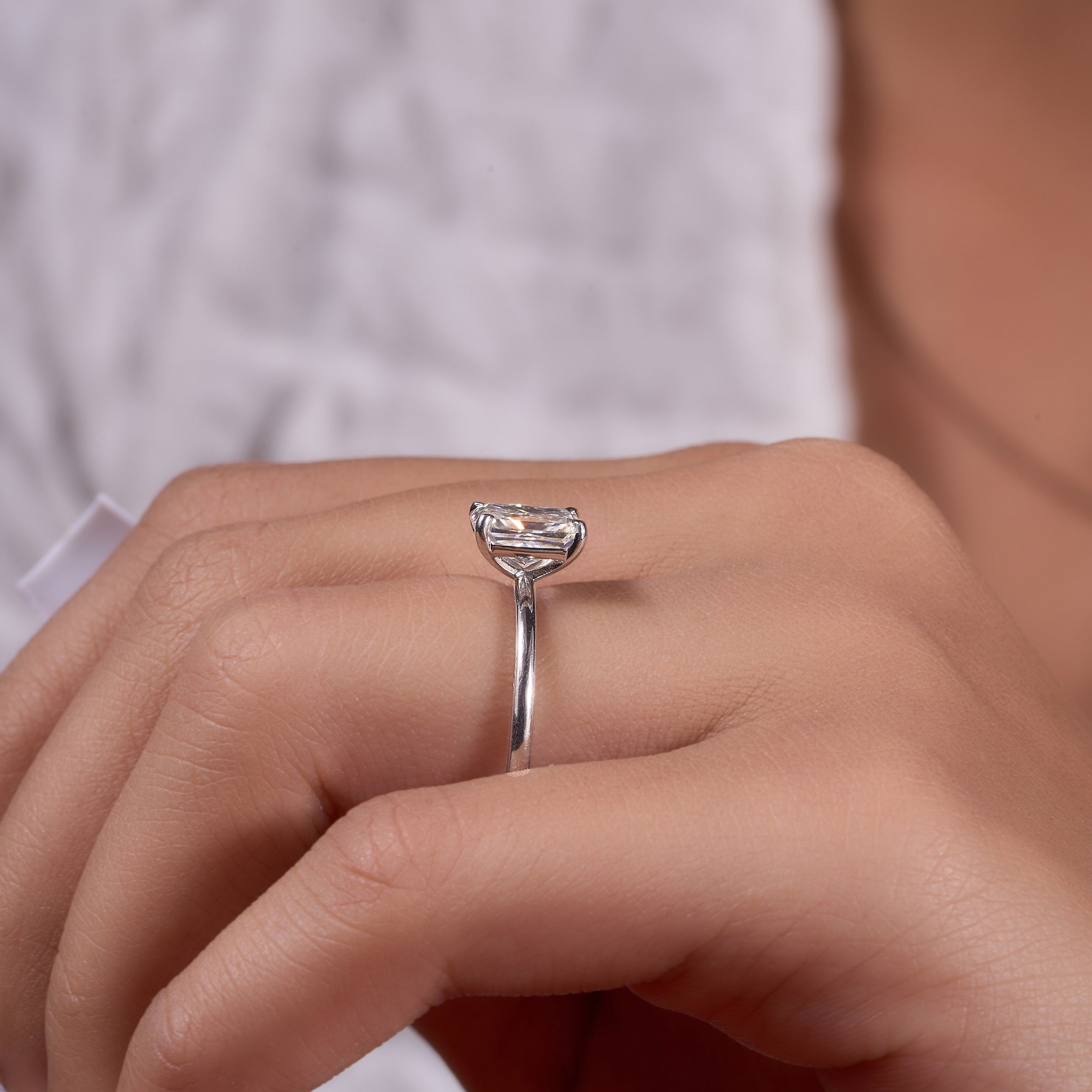 1.50 Ct Radiant Cut Moissanite Ring