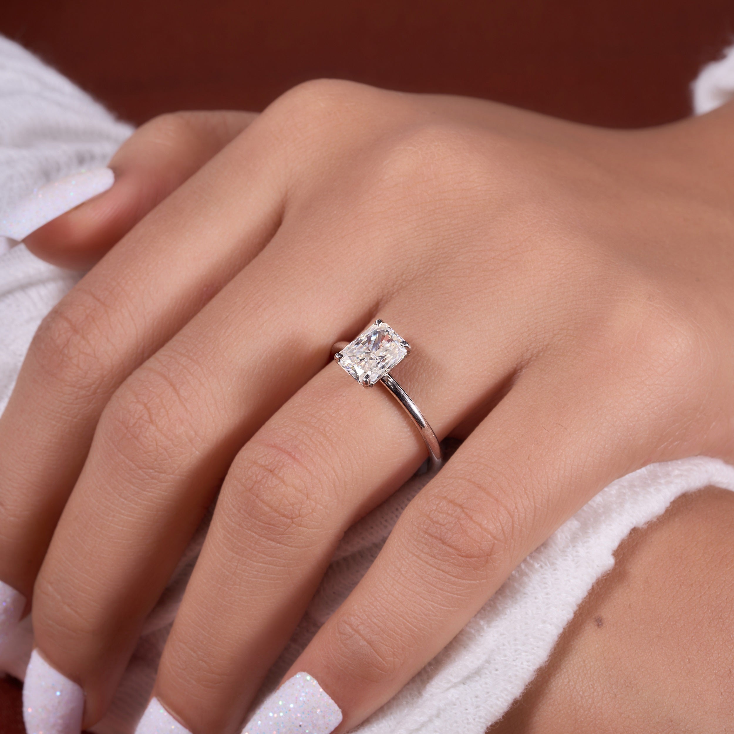 1.50 Ct Radiant Cut Moissanite Ring