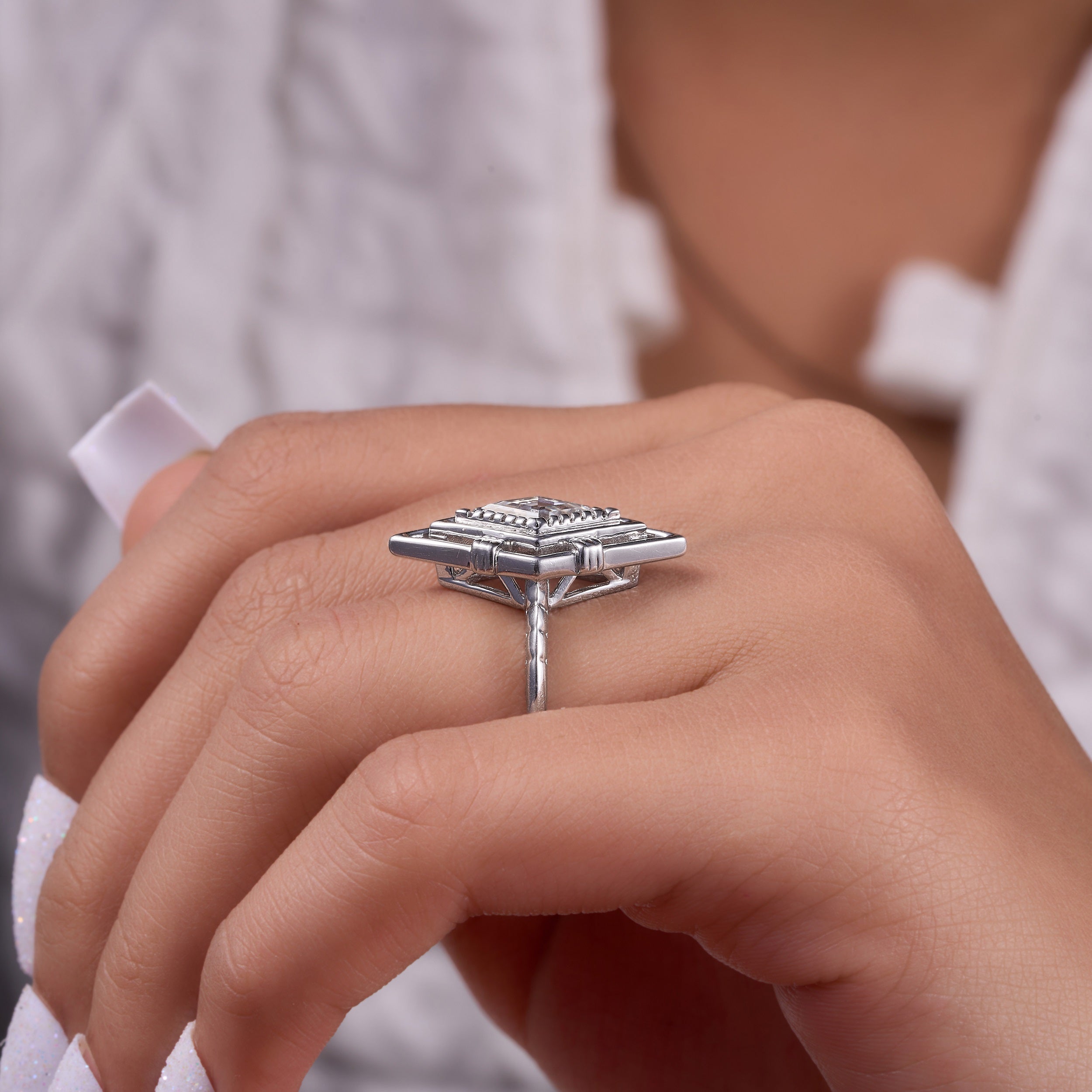 2 ct kite cut Moissanite Ring