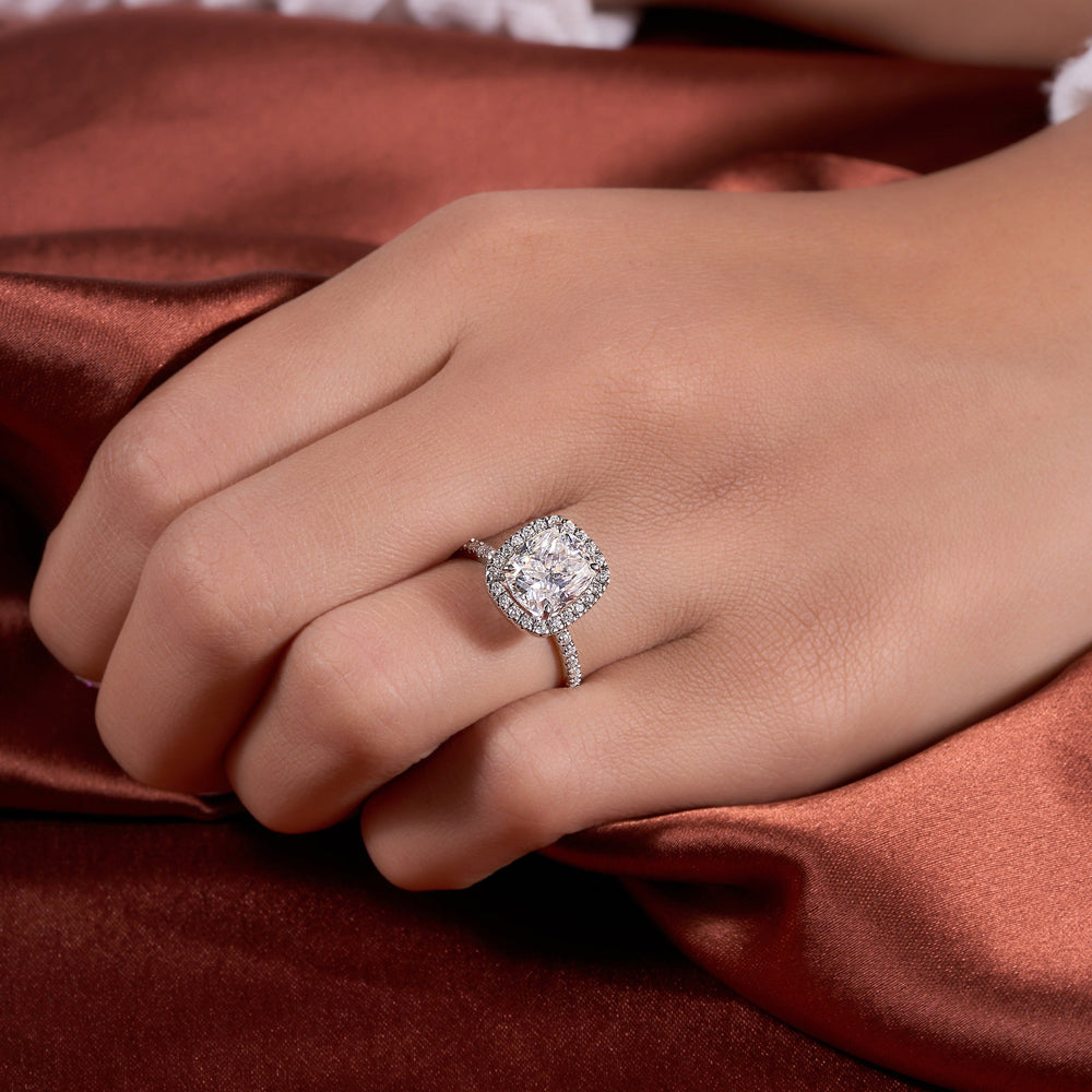 Cushion Cut Crushed Ice Labgrown Ring