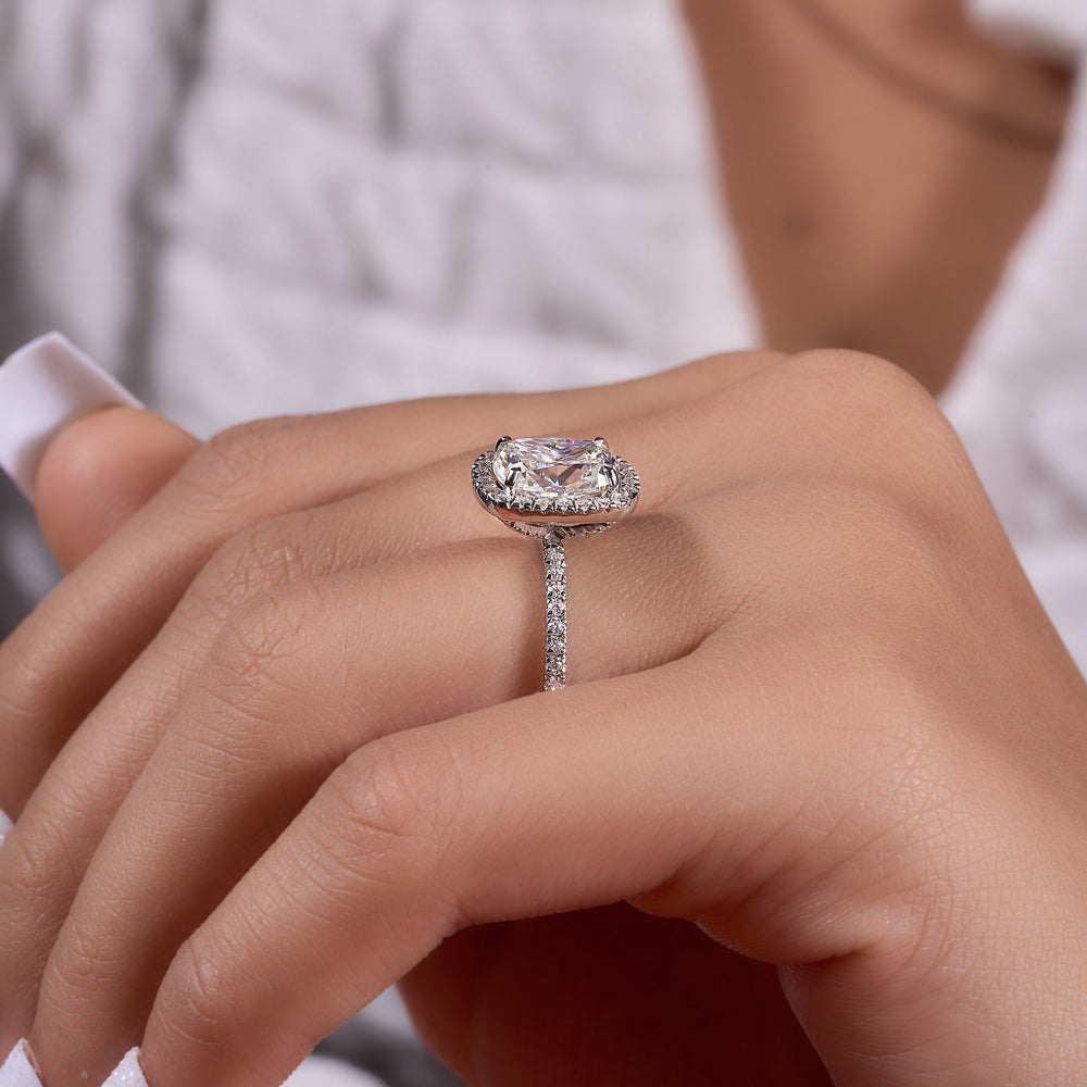 Cushion Cut Crushed Ice Labgrown Ring