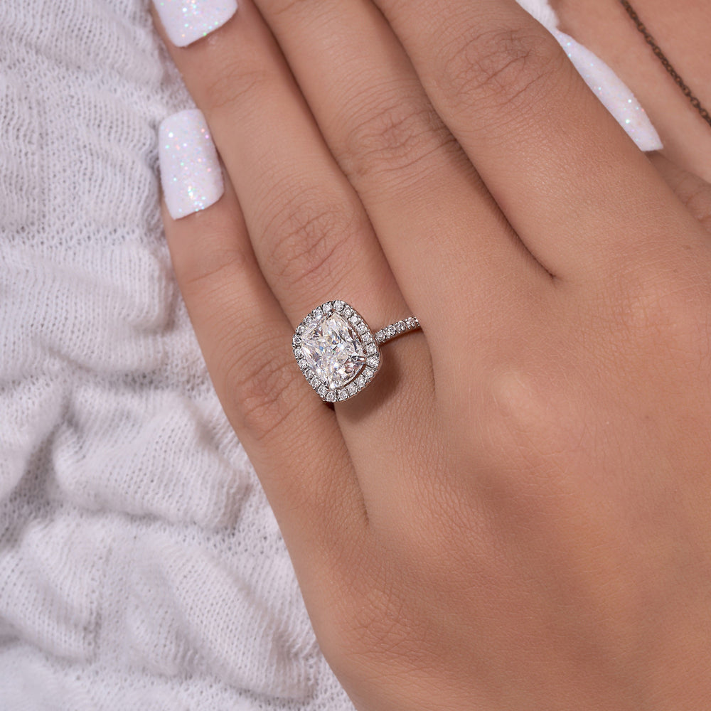 Cushion Cut Crushed Ice Labgrown Ring