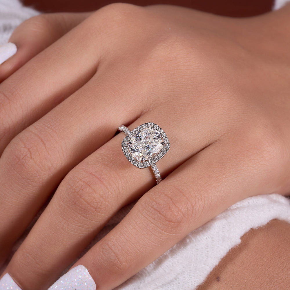 Cushion Cut Crushed Ice Labgrown Ring