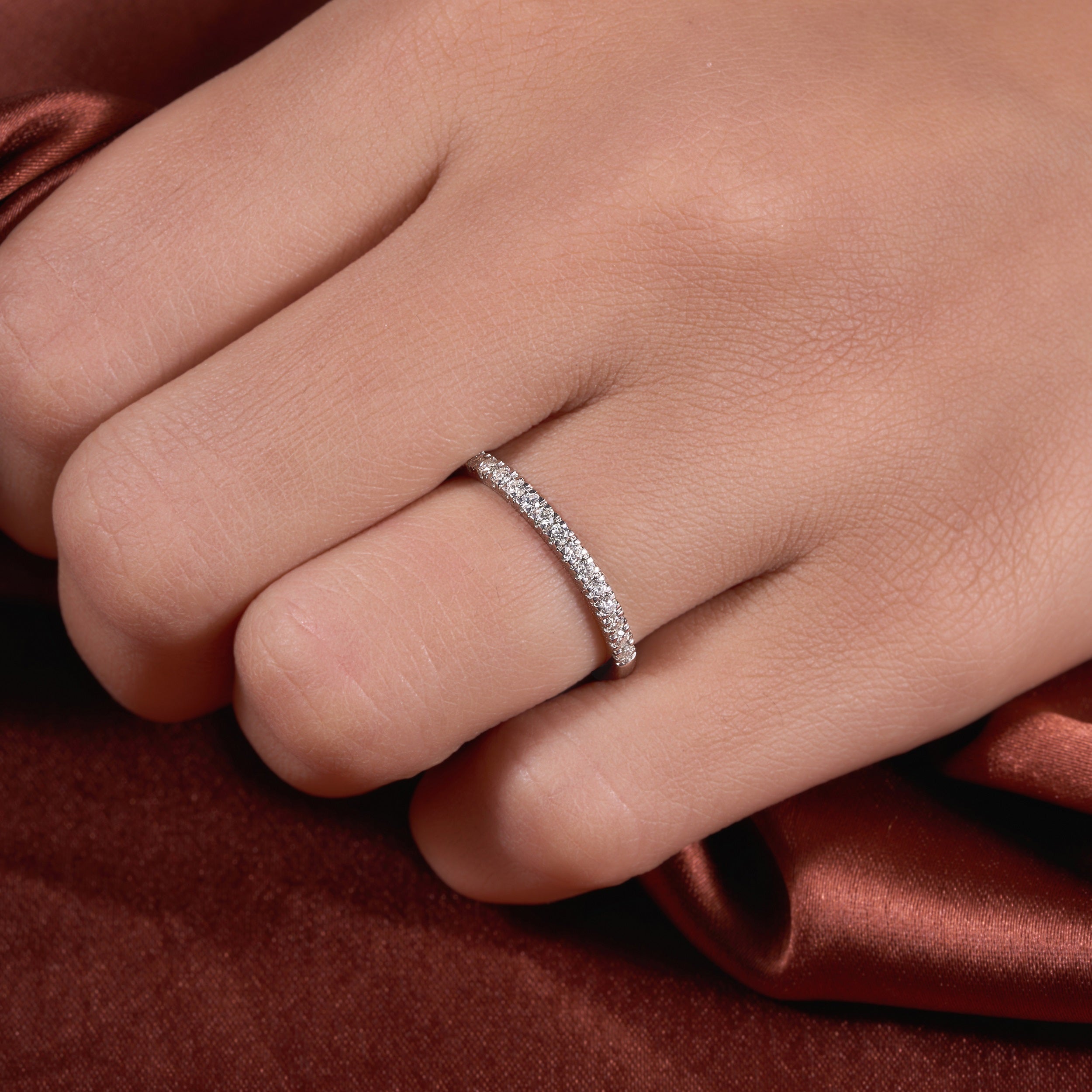 1.80 mm Half eternity Moissanite Band