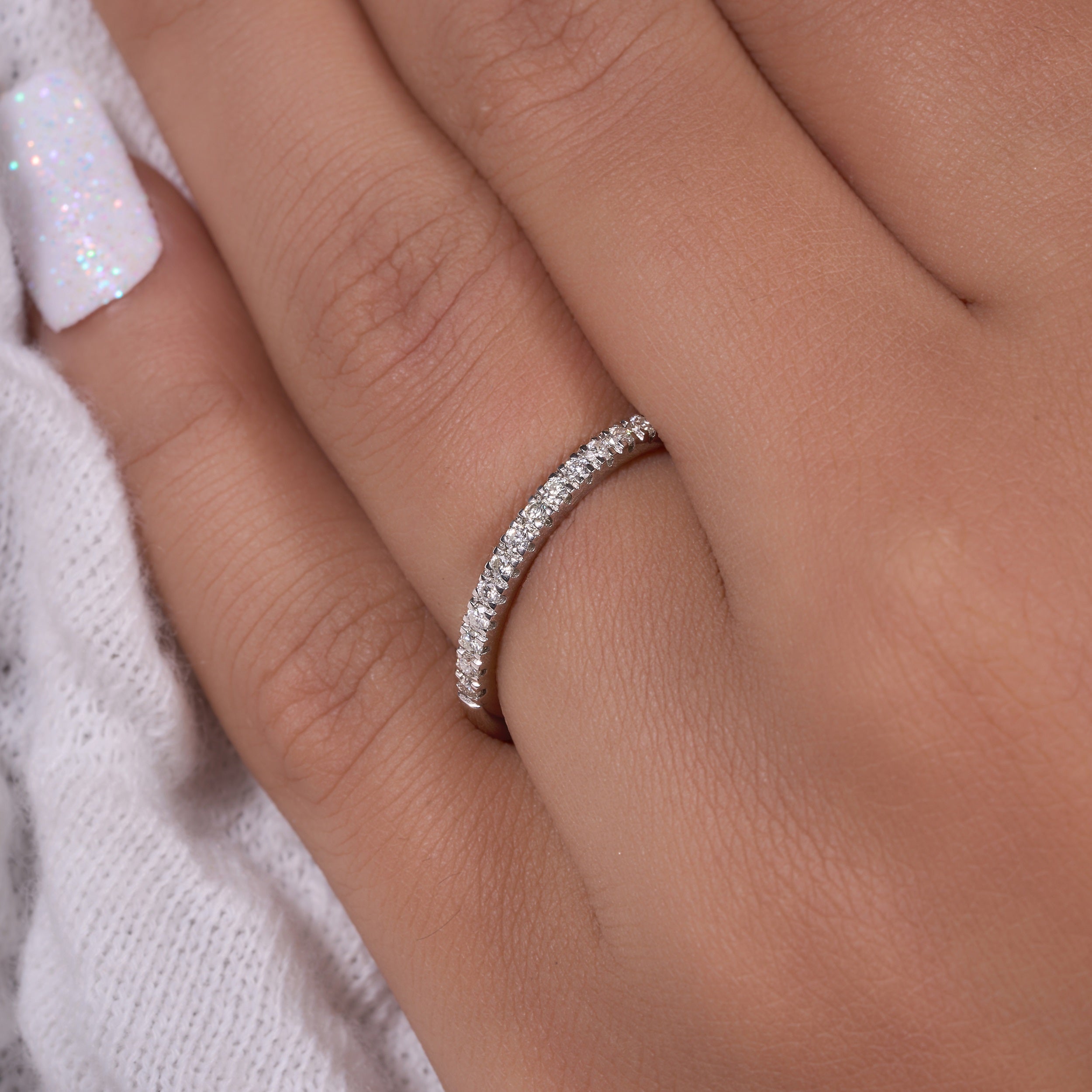 1.80 mm Half eternity Moissanite Band