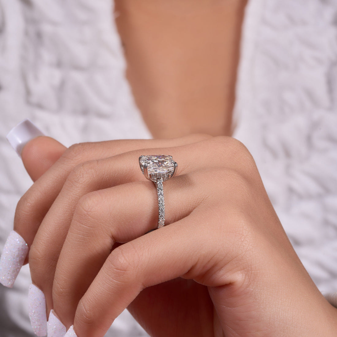 Lab Grown Diamond 3.20 Ct Cushion Cut Ring