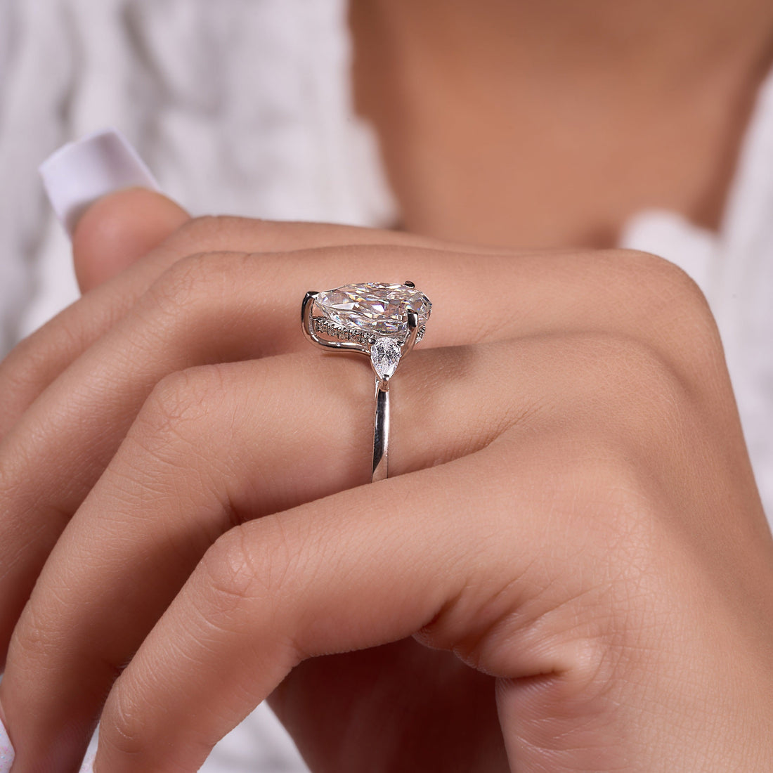 4.30 Ct Pear Cut Lab Grown Diamond Ring