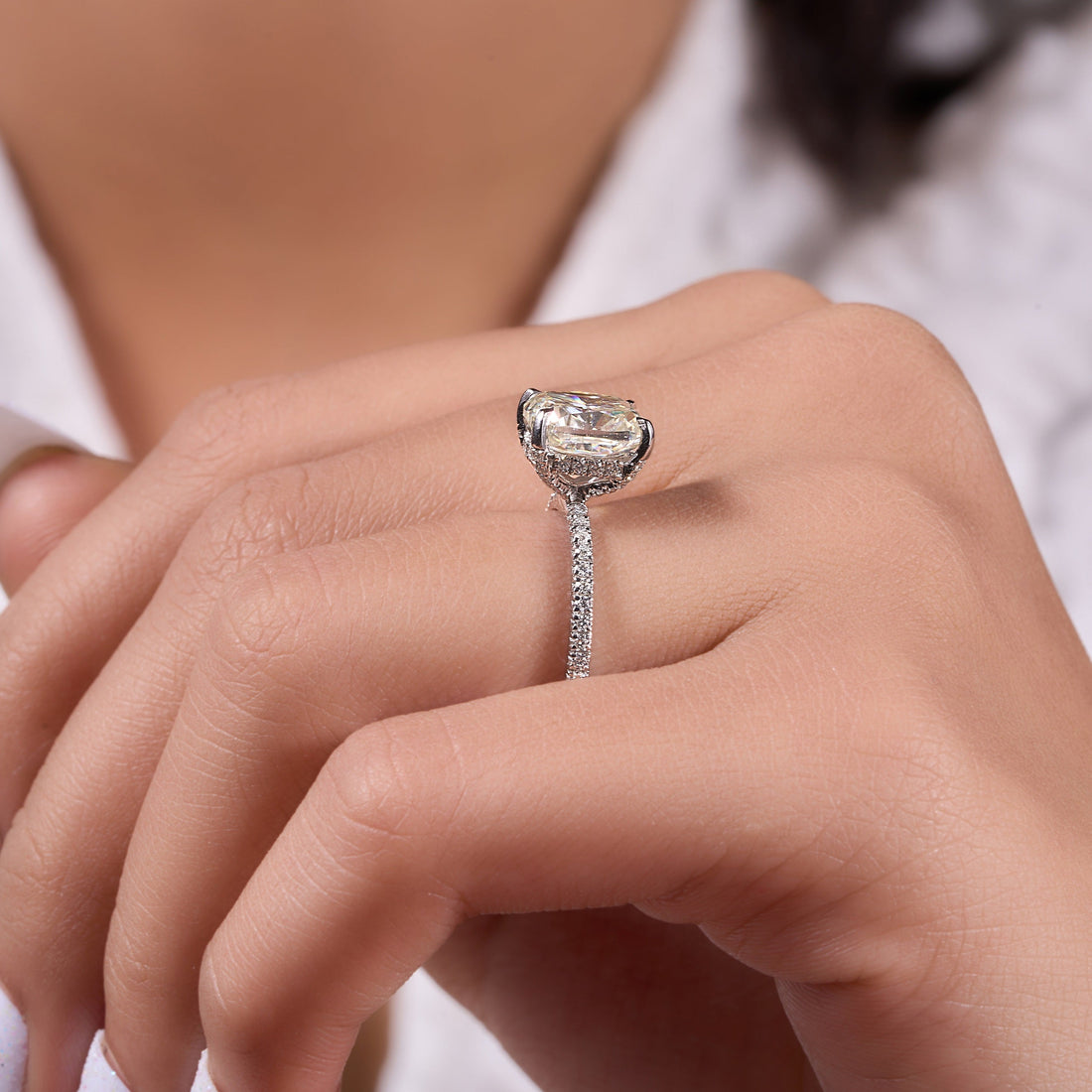 2.95 Ct Cushion Cut Lab Grown Diamond Ring