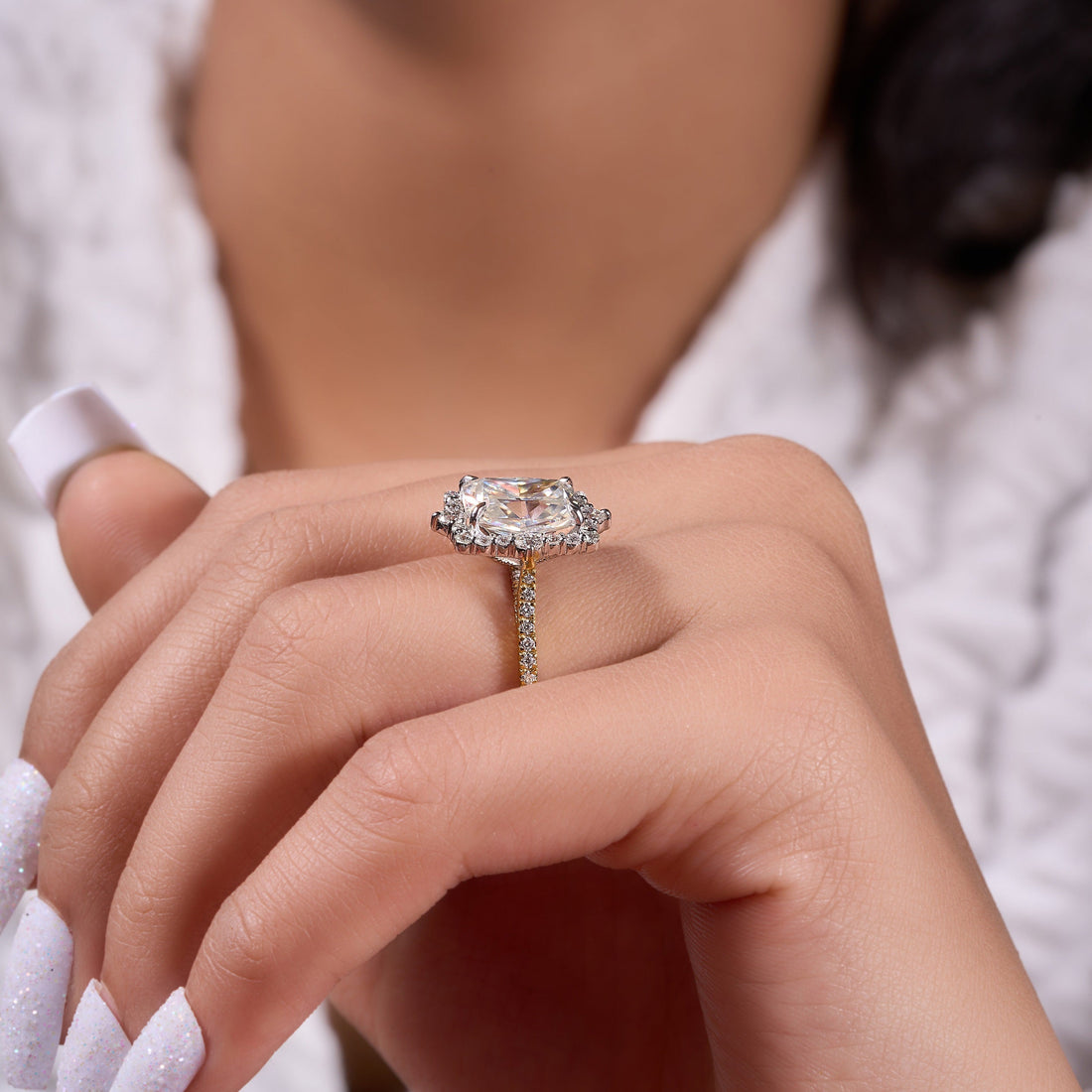 3.55 Ct Radiant Cut Lab Grown Diamond Ring