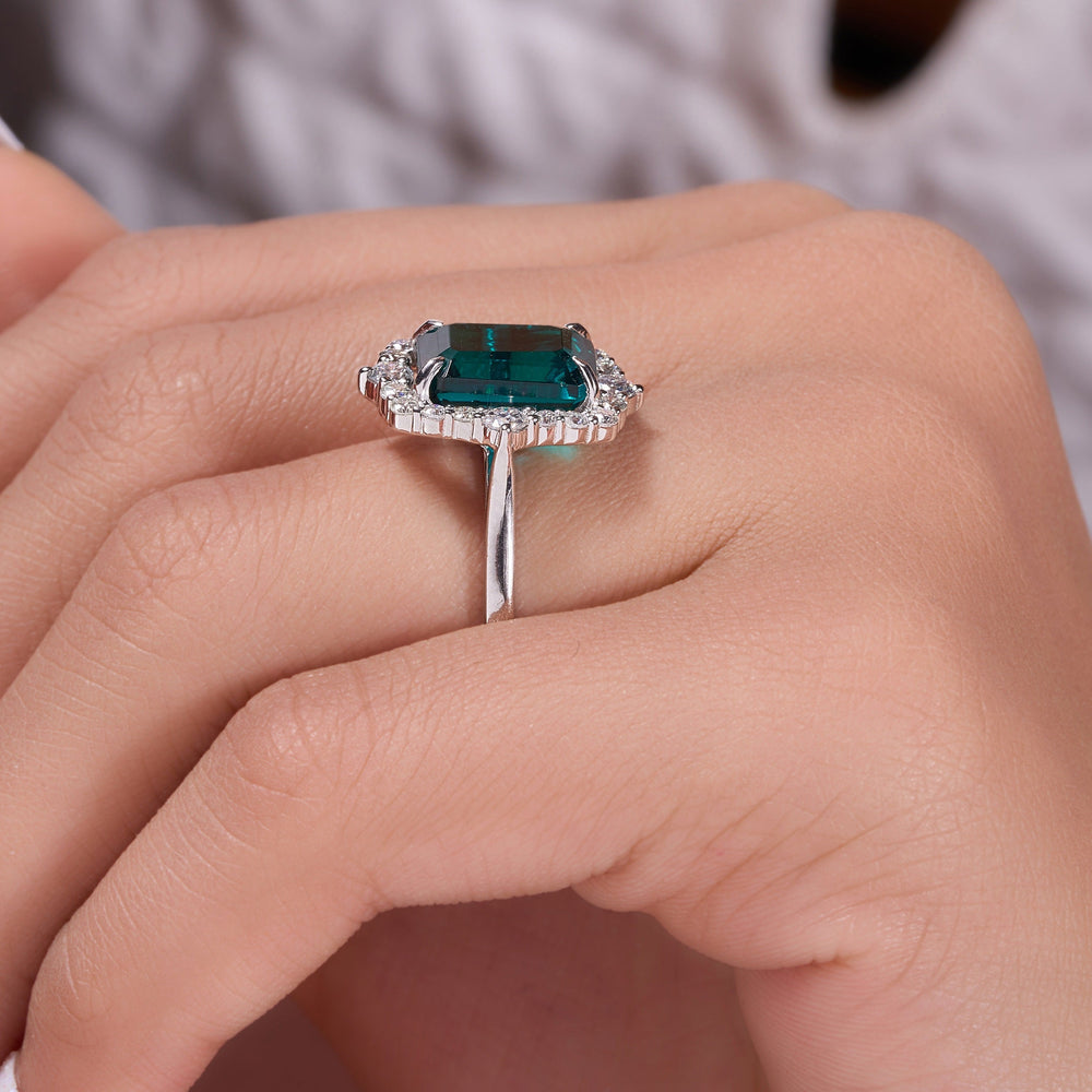 Emerald Cut Labgrown Halo Ring