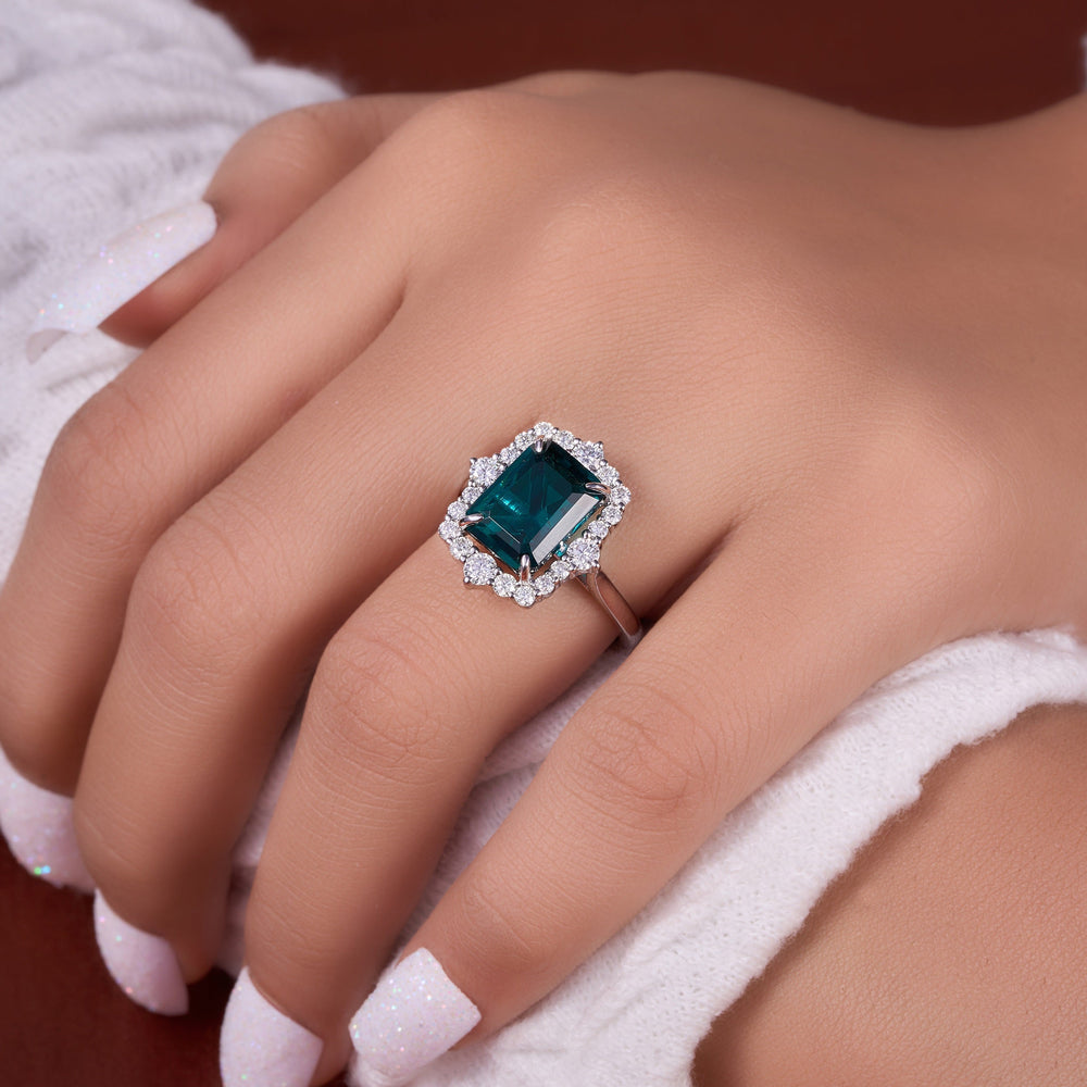 Emerald Cut Labgrown Halo Ring